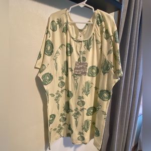 NWT Kate Quinn Vegetable Farmers Market Adult Shirt XL